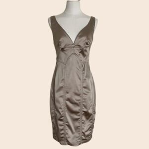 Vintage Silvery Champagne Stretch Bodycon dress from David Meister Size 8